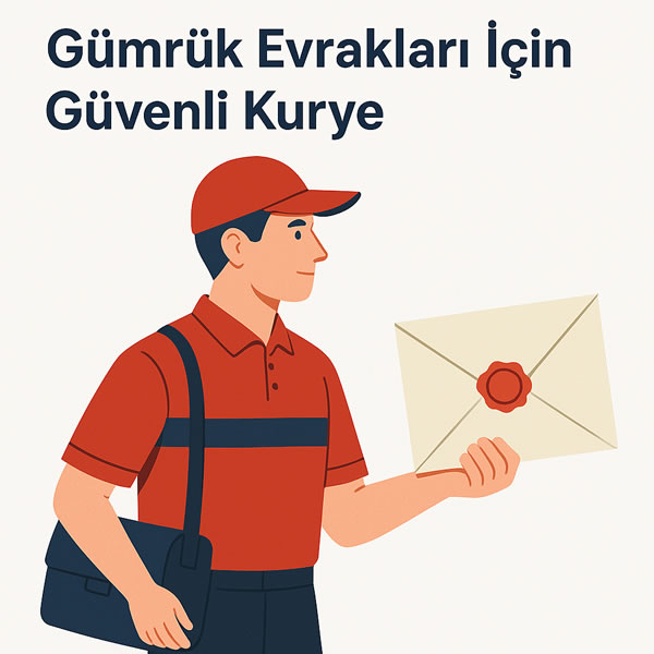 Resmi üniformalı kuryenin mühürlü zarf taşıması